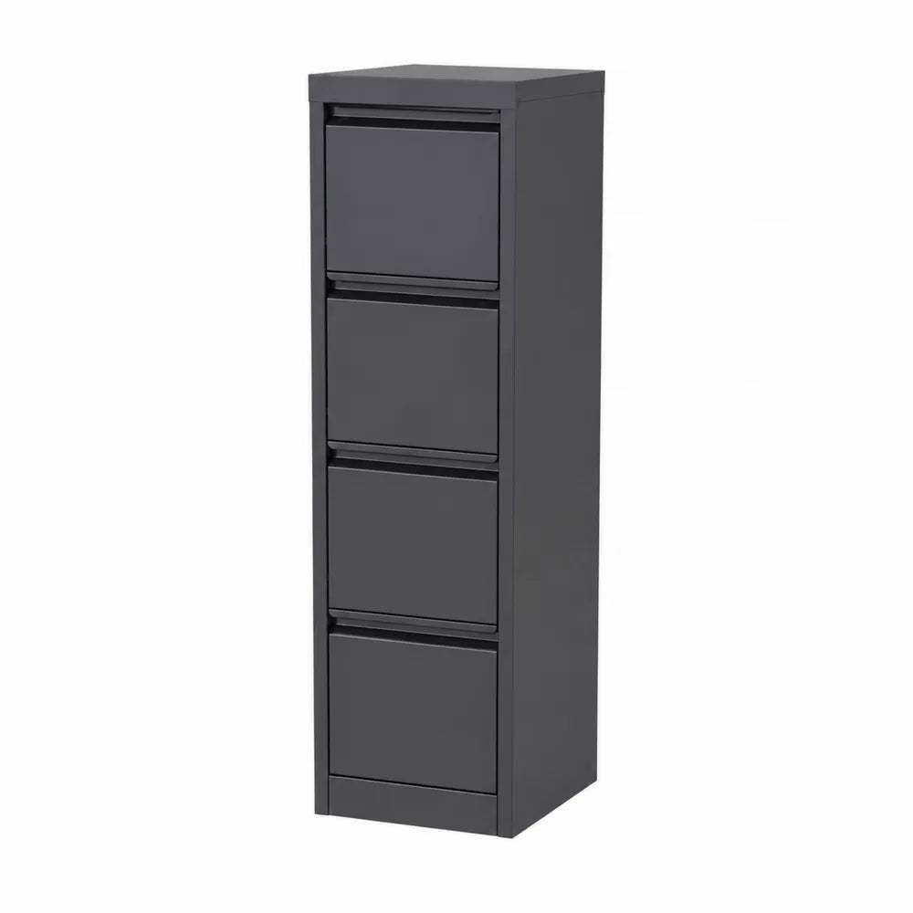 Metall Aktenschrank mit 4 Schubladen, 132cm, Schwarz