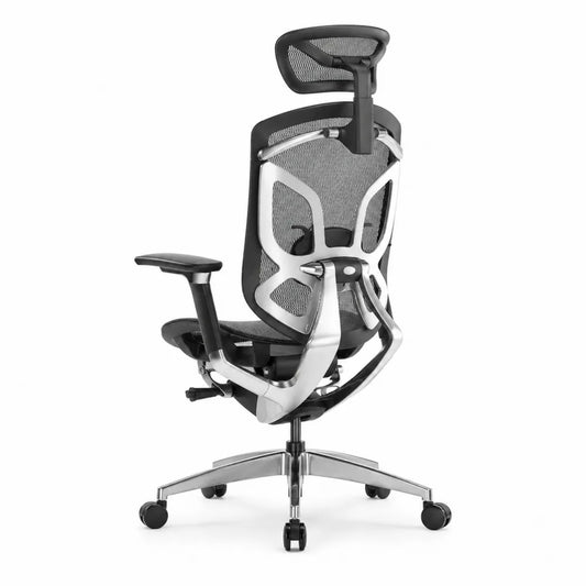 Ergonomischer Bürostuhl mit Netzrücken, Aluminiumrahmen, Schwarz