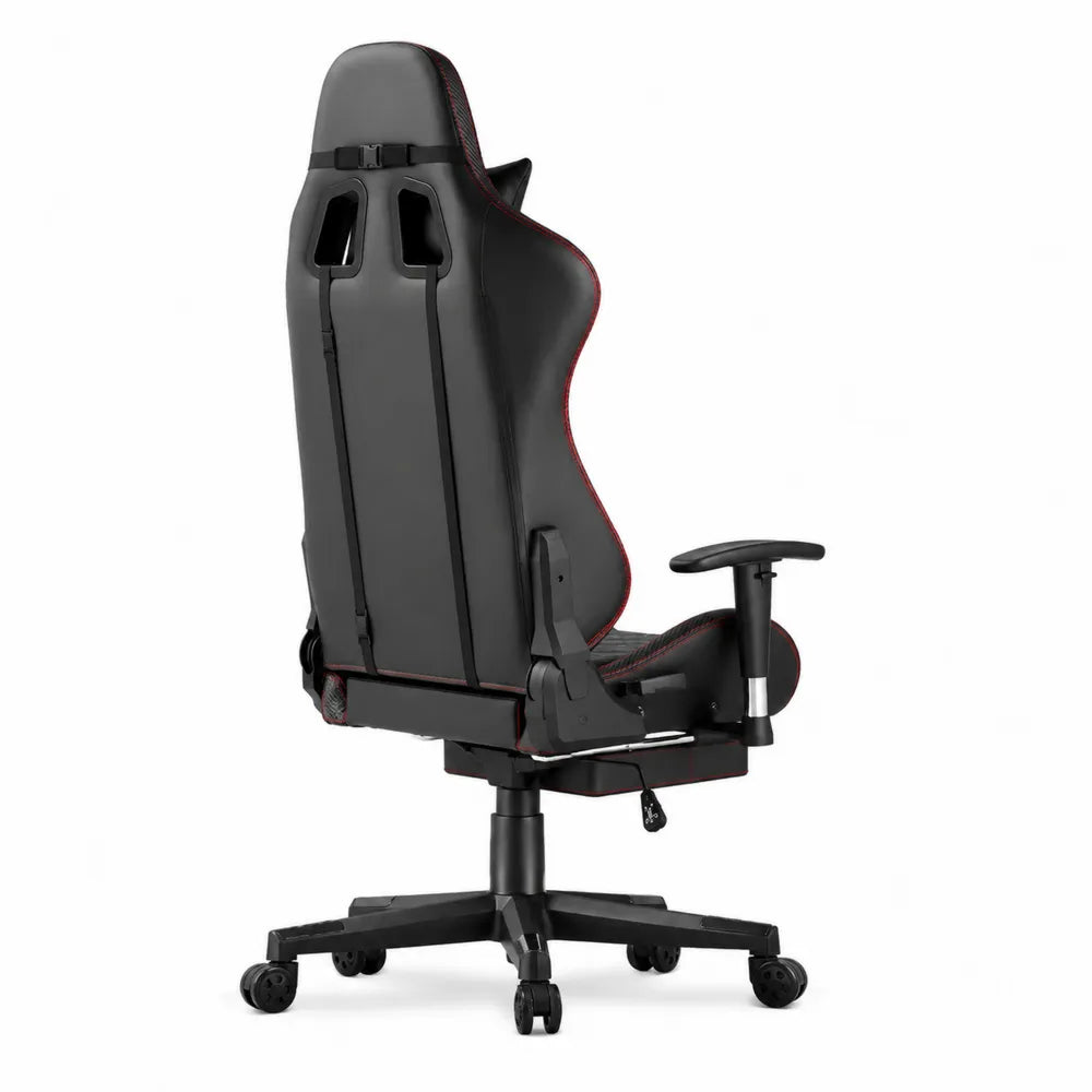 Ergonomischer Gaming-Stuhl mit hoher Rückenlehne aus Kunstleder, Schwarz/Rot
