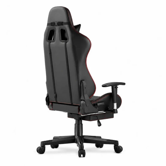 Ergonomischer Gaming-Stuhl mit hoher Rückenlehne aus Kunstleder, Schwarz/Rot