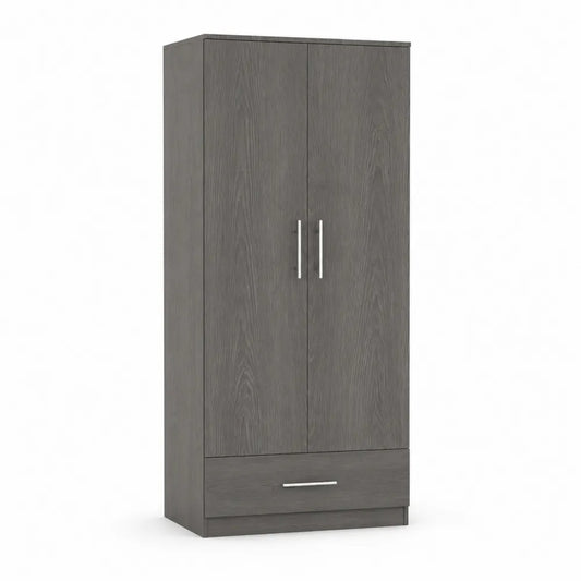 Garderobenschrank mit 2 Türen und Schublade in Grau