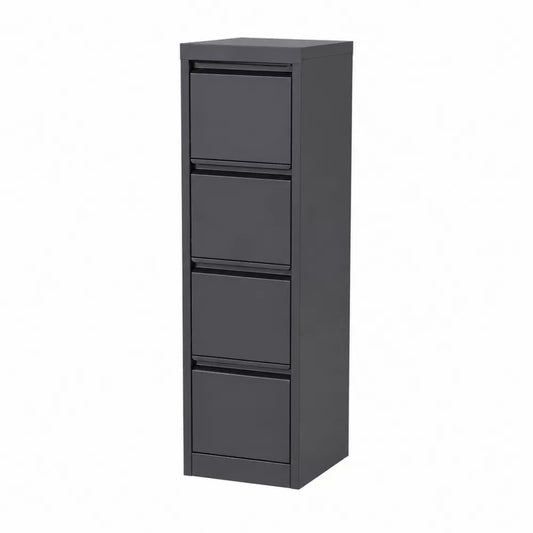 Metall Aktenschrank mit 4 Schubladen, 132cm, Schwarz
