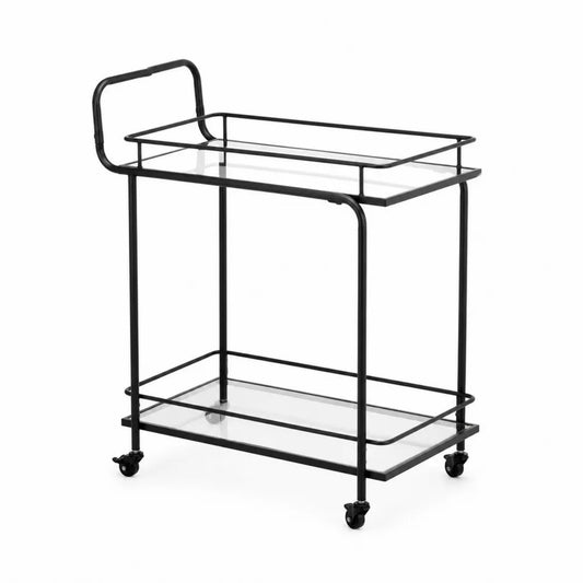 Barwagen Metall und gehärtetes Glas Schwarz