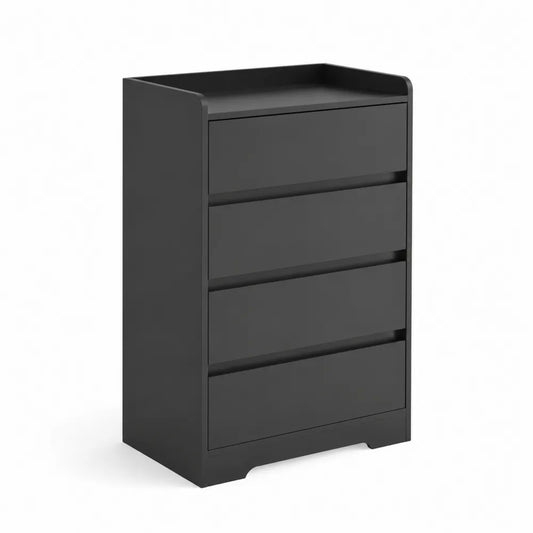 Schwarze MDF-Kommode mit 4 Schubladen 100x80x40cm